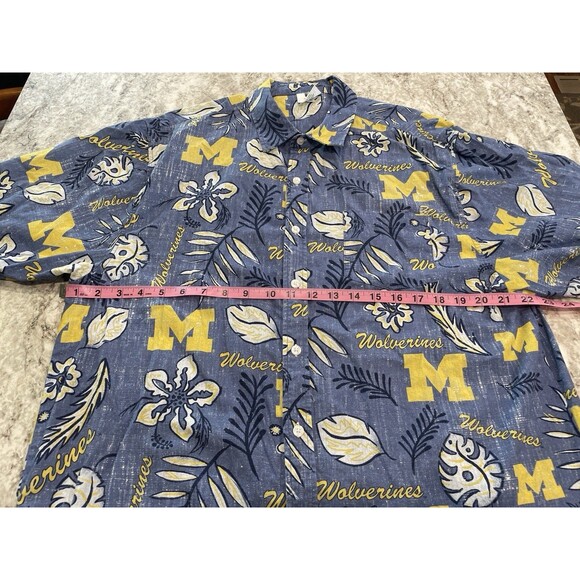 Wes and Willy Mens Sports Fan College Vault Floral Button Up Hawaiian Shirt XL - Picture 5 of 7